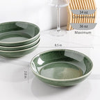 AmorArc 8.5'' Large Ceramic Pasta Bowls Set, 36oz Stoneware Bowls Set of 6 for Kitchen, Reavtive Glaze Bowls-Microwave,Dishwasher Safe-for Pasta,Salad,Oatmeal-Jade Green