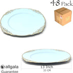 allgala 13-Inch 48-Pack Case Lot Heavy Quality Round Charger Plates-Floral Light Blue-HD80844