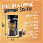 Nostalgia 3-Quart Iced Tea & Coffee Brewing System With Double-Insulated Pitcher, Strength Selector & Infuser Chamber, Also Perfect For Lattes, Lemonade, Flavored Water, Black