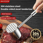 Meat Tenderizer 304 Stainless Steel Heavy Meat Hammer Tool and Hand-Held Meat Tenderizing Needle Tool can Tenderize Steak, Chicken, Fish, Pork, Beef and Veal Easily