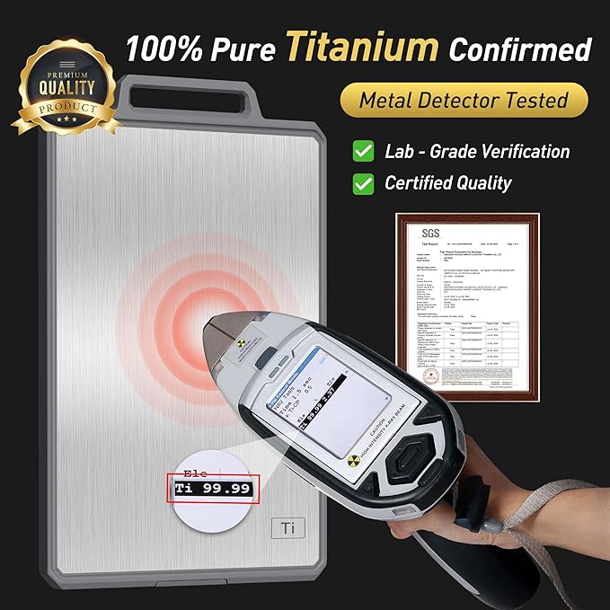 Titanium Cutting Boards for Kitchen Chopping Board with Handle Large Big Small Kitchen Meat Butcher Block 2 in 1 Pure Titanium and Wheat Straw PP Not Wood Bamboo Plastic Silicone Teak Grey/White