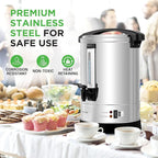 NutriChef Water Boiler and Hot Water Dispenser, 13L Electric Beverage Dispenser with Safety Lock Lid, Non-Drip Tap, Warm Function, Food Grade Stainless Steel, Home and Commercial Use, 20x11x11 in.