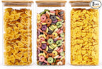 Glass Food Storage Jars Square 51oz, 3 Pack Glass Jars With Bamboo Lids, Kitchen Storage Containers For Spice, Candy, Cookie, Storage For Pantry Organizers