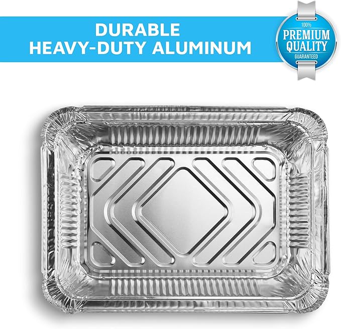 MontoPack Disposable Takeout Pans with Clear Lids | 5lb Capacity Aluminum Foil Food Containers with Seal for Freshness | Eco-Friendly & Recyclable | 25-Pack 6.5x9.5” Drip Pans