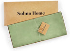 Solino Home Linen Table Runner 90 Inches Long - 100% Pure Linen Laurel Green Dining Table Runner 14 x 90 Inch for Summer, Fall, Autumn - Fete