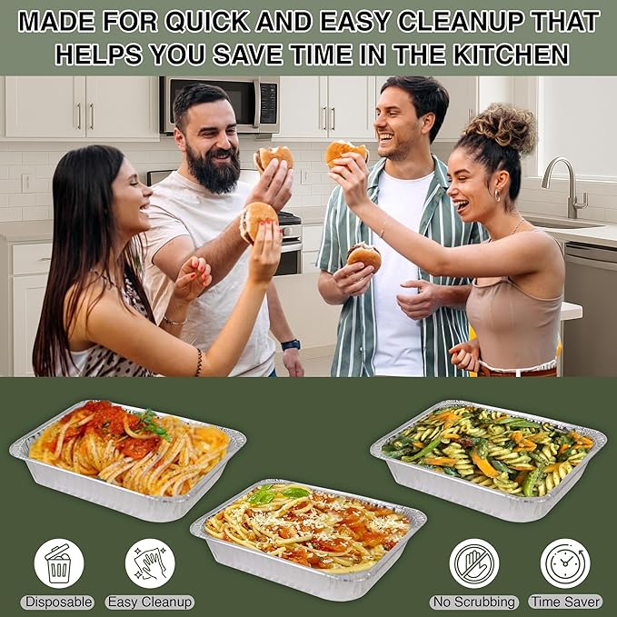 INFINITY EL Disposable Aluminum Foil Pans 20 Pack | Full Size 20.5" x 13" x 3" Deep Disposable Pan, Aluminum Baking Pan | Heavy Duty Foil Pan for Roasting Turkey, Lasagna, Thanksgiving, Christmas