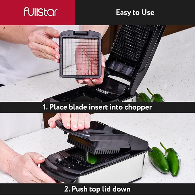 Fullstar The Original Pro Chopper - Vegetable Chopper and Spiralizer, Food Chopper with Container, Fruit Slicer, Kitchen Gadgets & Accessories, Home Essentials (9 in 1, Stainless Steel)
