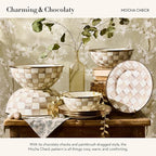 MACKENZIE-CHILDS Enamel Everyday Bowl, Serving Bowl for Entertaining, Large, Brown-and-White Mocha Check