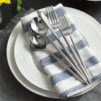 Homelux Theory 18/10 Stainless Steel Silverware Set, 4 Cutlery Set of 5pc Heavy Duty Spoons & Forks Set, Stainless Steel Kitchen Utensils, Adaline Royal Modern Utensils & Contemporary Flatware Set