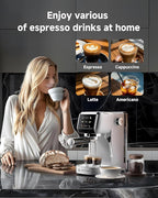 AMZCHEF Espresso Machine 20 Bar Professional Coffee Maker with Milk Frother, Adjustable Temperature & Pressure, Stainless Steel Espresso Maker for Cappuccino, Latte, Mocha, 44oz Removable Water Tank