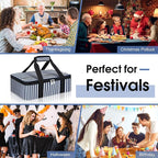 Insulated Casserole Carrier, Portable Casserole Carrier for Hot or Cold Food Lunch Tote Warmer or Cooler Bag, Lasagna Lunch Bag for Potluck Parties- Fits 9" x 13" Baking Dish-Blue Stripes