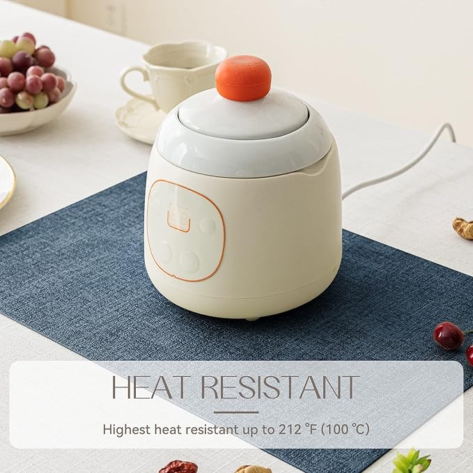 Romanstile Vinyl Placemats Set of 8-12 X 18 Inch - Heat Resistant Place Mats 100% Waterproof Oilproof Wipeable Reversible Faux Leather Table Mats for Kitchen/Dining/Party/Outdoor, Navy Blue