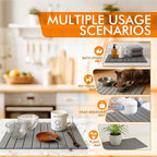 Large Stone Dish Drying Mat for Kitchen Counter, Instant Drying Pad, Super Absorbent Foldable Dish Drying Mat, 24"×16", Dark Gray