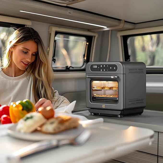 CIARRA 8-in-1 Steam Oven Countertop with Air Fryer, 13QT Mini Convection Toaster Oven with Steam, Rapid Steam, Air Fry, Vapor Bake, Steam Clean, Bake, Dried, Ferment