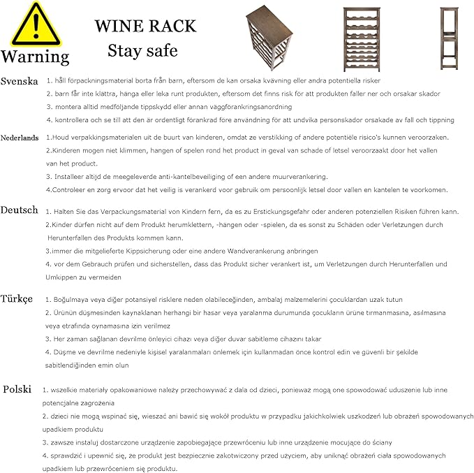Wine Rack, 6 Tier 24 Bottles Bamboo Wine Organizer Holder, Floor Freestanding Wobble-Free Wine Display Storage Shelf for Kitchen with Tabletop, Grey