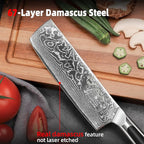 Sunnecko Damascus Kitchen Knife 7 Inch Cleaver Knife VG-10 Stainless Steel Chopping Knife with Solid Handle Nakiri Knife Perfect for Professional Use or Home Cooking Enthusiast