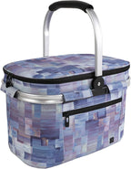 ALLCAMP Insulated Cooler Bag Portable Collapsible Picnic Basket Cooler with Sewn in Frame (Medium Purple Pattern)