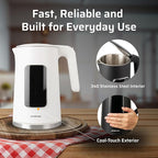 Epsilon LCD Electric Kettle 1500W - 1.7L Hot Water Tea Kettle with Digital Display, Temperature Control, Fast Boil, BPA-Free Electric Teapot with Auto Shut-Off & Boil Dry Protection