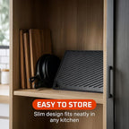 Bruntmor 2-in-1 Reversible Grill Plate - Pre-Seasoned Cast Iron Griddle Pan for Gas Stovetop, Oven, or Open Fire - 17x10-Inch Rectangular Double Sided Flat Pan for Camping, Roasting, and Grilling