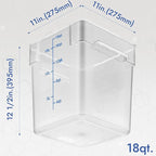 CURTA 4 Pack Food Storage Containers with Blue Lids - NSF Listed Commercial Grade in 18.0 Qt - Square, Clear, Polycarbonate