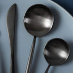 Homelux Theory 4 Sets of 5pc Matte Black 18/10 Stainless Steel Flatware, Stainless Steel Kitchen Utensils, Modern Utensils & Contemporary Flatware Set, Elegant Adaline Royal Forks Spoons Cutlery Set