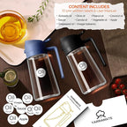 YARRAMATE 16oz/470ml Glass Olive Oil Sprayer for Cooking with Stickers, 2 in 1 Oil Dispenser for Kitchen Gadgets, Food Grade Premium Spray Bottle with Portion Control for Salad, BBQ (Navy)