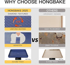 HONGBAKE Baking Sheet Pan Set, Cookie Sheets for Oven, Nonstick Half/Quarter/Jelly Roll Pans with Diamond Texture Pattern, Heavy Duty Cookie Tray, Dark Blue