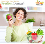 Fruit Storage Containers for Fridge | Fruit Vegetable Storage & Produce Storage | Space-Saving Produce Containers for Fridge (Yellow/Red/Green/Orange)