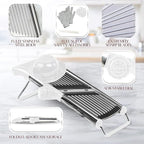 Gramercy Adjustable Mandoline Food Slicer, Mandoline Slicer for Kitchen, Mandolin, Potato, Tomato, Carrot, Vegetable, Fruit and Onion Cutter - Stainless Steel - INCLUDING 1 Pair Cut-Resistant Gloves