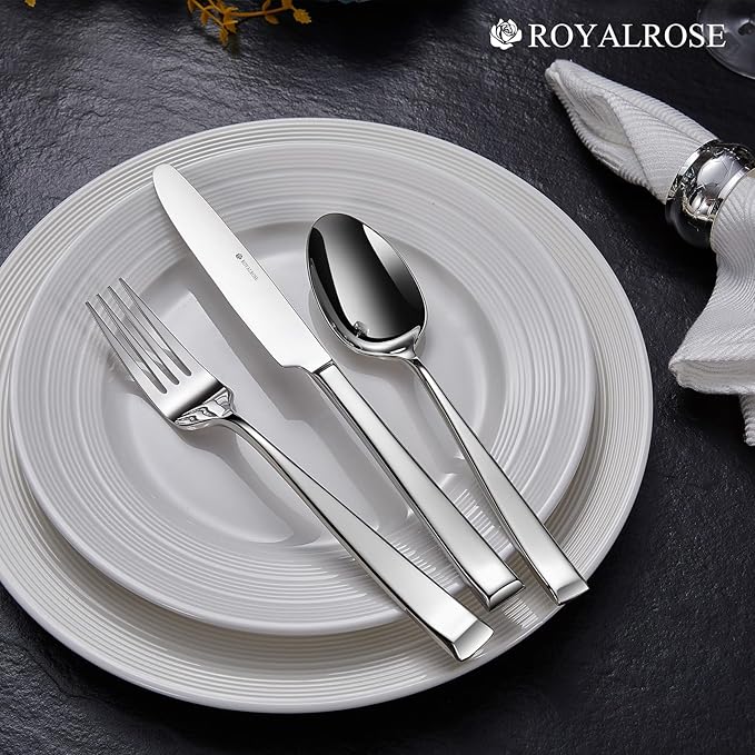 20-Piece Alexander Fine Silverware Set, Service for 4, 18/10 Stainless Steel, Well Made, Dishwasher Safe, Heavy Duty Flatware Set
