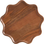 Kate and Laurel Alezar Mango Wood Wavy Round Lazy Susan Tray, 18 Inch Diameter, Walnut Brown, Scalloped Wooden Countertop Organizer with Turning Lazy Susan for Kitchen Storage or Ottoman Tray