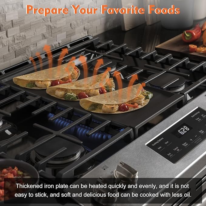 UPGRADED WB31X24738 Griddle Replacement for ge Appliance Gas Range Part,WB31X24998 Cast Iron Griddle Plate,9.5 ×19.5 inch Food Grade Nonstick Griddle