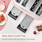 Roter Mond Toaster 4 Slice Retro Stainless Steel with Extra Wide Slots Bagel, Defrost, Reheat Function, Dual Independent Control Panel, Removable Crumb Tray, 6 Browning Levels, Pink