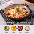 LERATIO Large Pasta Bowls,38oz Ceramic Pasta Bowls,9.0" Reactive Glaze Pasta Bowl Set of 4,Microwave & Dishwasher,Oven Safe,Wide Serving Bowls for Salad,Pasta,Fruit,Scratch Resistant-Khaki