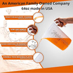 Half Gallon 64oz (2 quart) Measure Pitcher- Conversion Chart-Strong Food Grade - Resistant to Chemicals- Great for Lawn, Pool & Spa, Ag, Home Hobbies, Lye, Cooking, Shop Motor Oil Fluids Made In USA