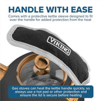 Viking 3-Ply Stainless Steel Tea Kettle, 2.6 Quart Stovetop Hot Water Pot with Tempered Glass Lid, Ergonomic Handle, Induction Ready, Matte Black and Copper