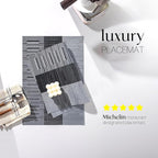 LEXMORE PlaceMats Set of 12 Vinyl/Plastic Woven Place Mats for Kitchen Table Indoor/Outdoor Washable PlaceMat Wipeable Dining Table Mats(Silver Gray Black)