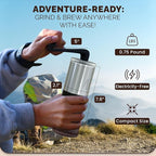Manual Coffee Grinder – Hand Crank Burr Coffee Bean Grinder, 6 Grind Settings for Espresso, French Press & Pour Over – Quiet, Portable, Durable Stainless Steel Manual Grinder for Home & Travel