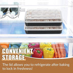 E-far Baking Pan with Lid, 10.5 x 8.3 x 2 Inch Nonstick Rectangle Stainless Steel Cake Pan Sheet for Toaster Oven, Black Bakeware for Cakes Brownies Casseroles, Non-toxic & Healthy, Set of 2