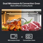 24 Inch Built-in Microwave and Convection Oven Combination, ThermoMate 1.6 Cu. Ft. Wall Oven Microwave Combos, 1000 Watt Power, Sensor Cook, Touch Control LCD Display, Stainless Steel Finish