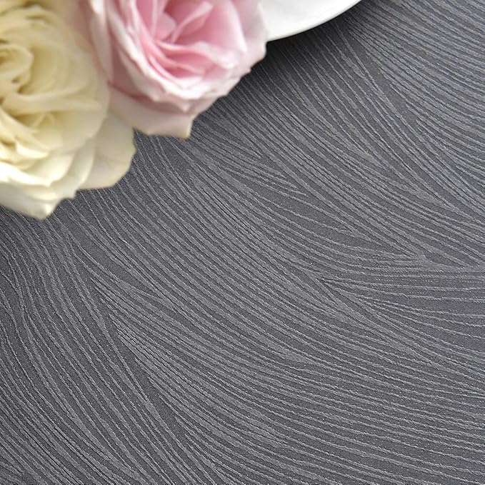 maxmill Round Jacquard Tablecloths Swirl Pattern Spillproof Wrinkle Free Heavy Weight Soft Table Cloth for Circular Table Cover of Buffet Banquet Parties Holiday Dinner Round 90 Inch Charcoal