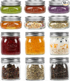 Mason Jars, 8 OZ, 12 Pack with Lids and Bands, Glass Canning Jars for Canning, Pickling, Preserving, Jam, Honey, Wedding Favors, Shower Favors (12 Pack) (Combo)