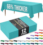 Exquisite 66% Thicker Premium Plastic Table Cloth Rectangle Table Cover 0.5 Mil 12 Pack Aqua Table Cloth 54 Inch x 108 Inch Disposable Tablecloth Won't Tear Easily Like Cheap Thin Brands