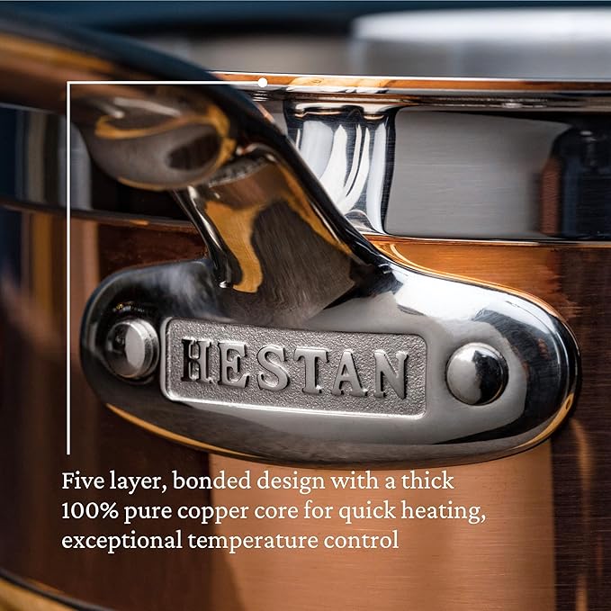 Hestan - CopperBond Collection - 100% Pure Copper Sauce Pan, Induction Cooktop Compatible, 1.5 Quart