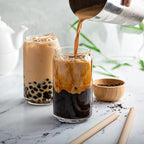 Le'raze Set of 6 Can Shaped Margarita Drinking Glasses Goblet - 16oz Clear Cups for Cocktails, Iced Coffee, Tea, Soda, Whiskey and Beer