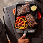 CURRENT Cast Iron Sizzle Plates 3-Piece Set - Deep Pan, Shallow Pan, Grill Pan with Removable Handle, Pre-Seasoned, Heat Retention, Compatible Model P Pizza Oven