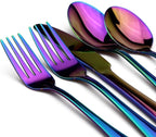 30-Piece 18/0 Stainless Steel Classical Flatware Set, Mirror Polishing Rainbow, Service for 6