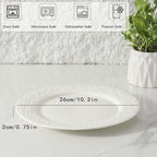 Neaylfe 10 inch Ceramic Dinner Plates, Set of 6, Embossed White Salad Plates, Round Kitchen Dining Plates for Restaurant, Porcelain Serving Dishes for Lunch, Pizza, Buffet, Steak, Bread