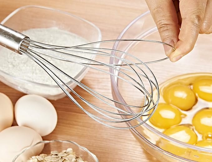 Stainless Steel Whisk Balloon Whisk 10" Wire Whisk Kitchen Whisk Handheld Whisk for Blending, Whisking, Beating, Stirring Egg Separator as a Gift