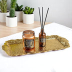 Alisveristime Small Ornate Metal Serving Tray – Ottoman Motif Decorative Tray (14.2" x 7.1", 10.8 oz) (Gold)